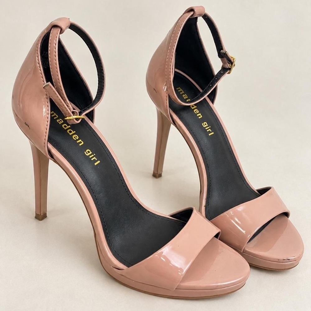 Madden Girl Flashyy Blush Patent Heels — Size 8